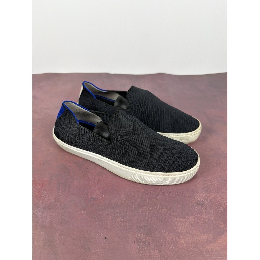Rothy's‎ The Sneaker Women's Size 7 US Slip On Shoes Black W Blue Trim